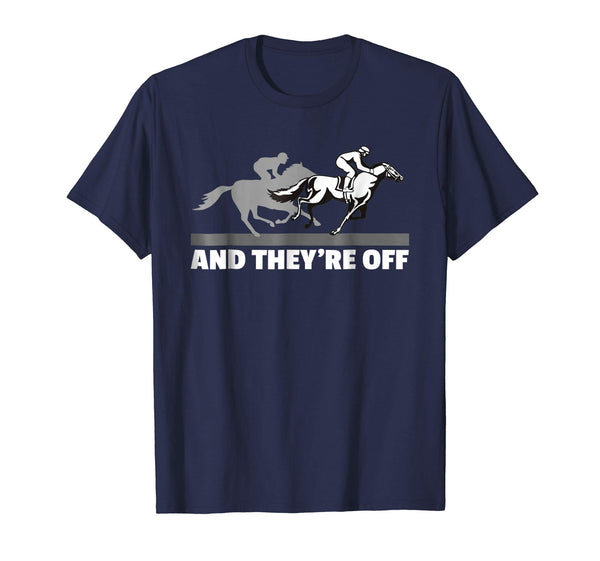 Hot Horse Racing And They're Off Horse Racing  T-Shirt Navy
