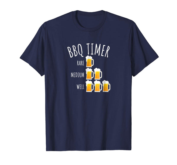 Beautiful Bbq Timer Beer Drinking Funny Grilling  T-Shirt Navy