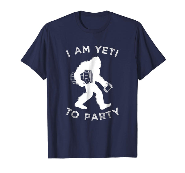 Cool Funny Yeti I Am Yeti To Party Abominable Snowman Tee  T-Shirt Navy
