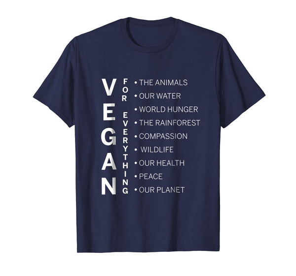 Wonderful Vegan Vegan For Everything  T-Shirt Navy