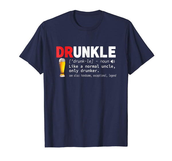 Cute Drunkle Definition Beer Wine Lovern Gift  T-Shirt Navy