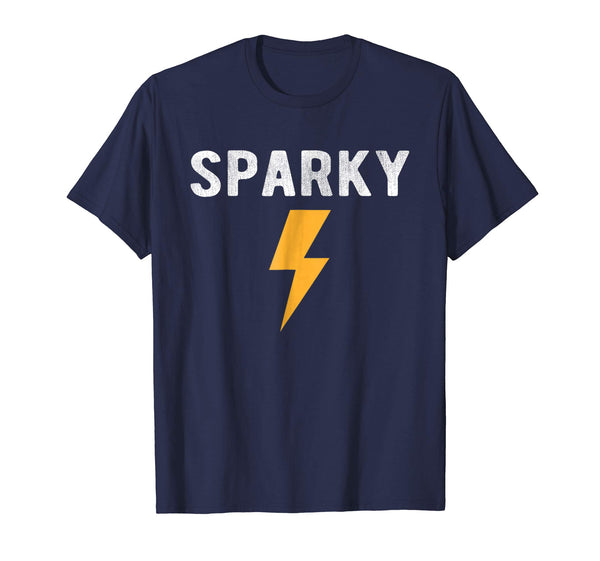 Adorable Electrician Gift Funny Sparky Nickname Lightning Bolt  T-Shirt Navy
