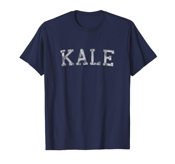 Great Retro Kale University Funny Vegan  T-Shirt Navy