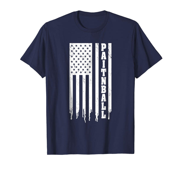 Beautiful Paintball American Flag Player Team  T-Shirt Navy