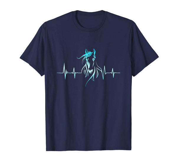 Adorable Horse Heartbeat Horse Lovers Tee  T-Shirt Navy