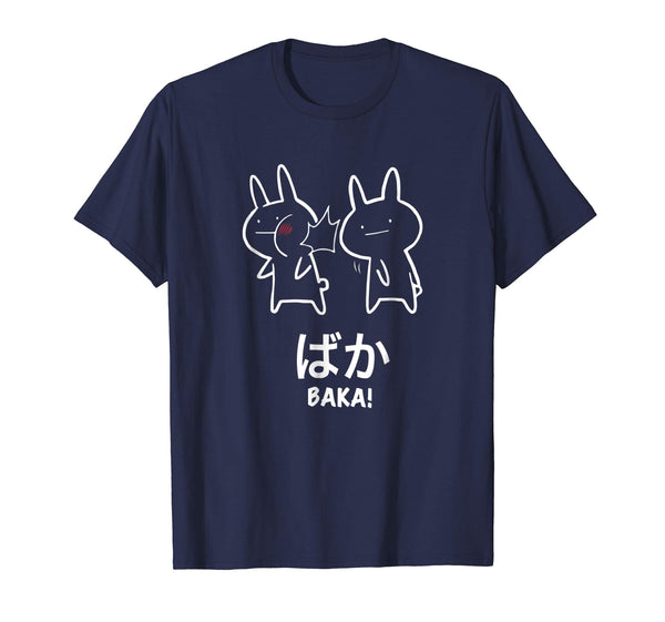 Beautiful Funny Anime Baka Rabbit Slap Baka Japanese Tee  T-Shirt Navy