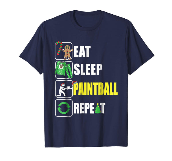 Hot Funny Eat Sleep Paintball Repeat Christmas Gift  T-Shirt Navy