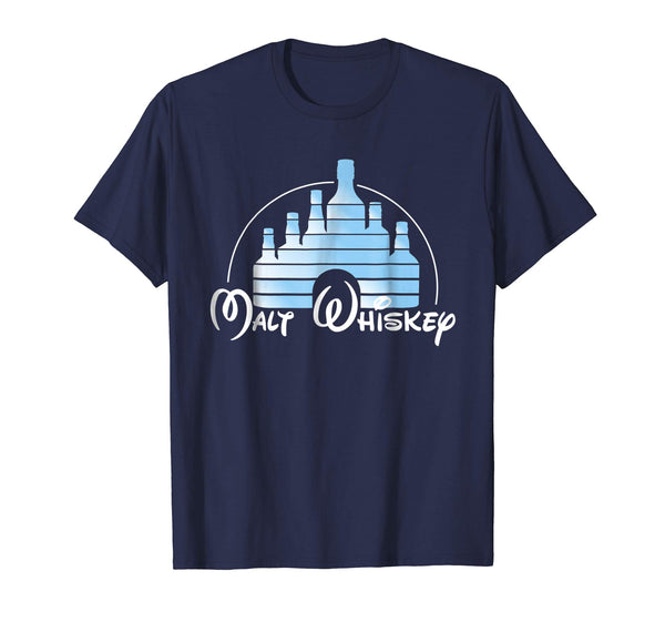 Adorable Malt Whiskey Funny Gift Idea Pun Logo Parody  T-Shirt Navy
