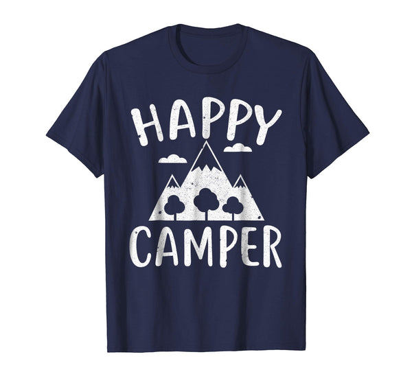 Funny Happy Camper Funny Camping Gift Idea  T-Shirt Navy