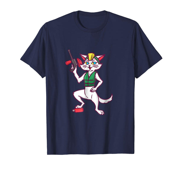 Beautiful Funny Paintball Cat Tee  T-Shirt Navy