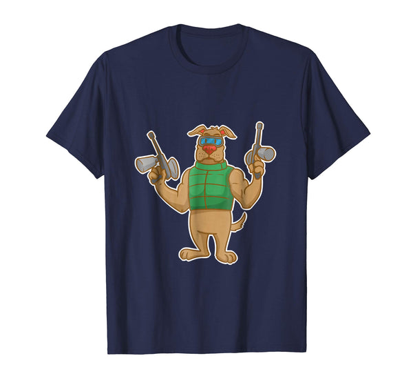 Cutest Funny Paintball Dog  T-Shirt Navy