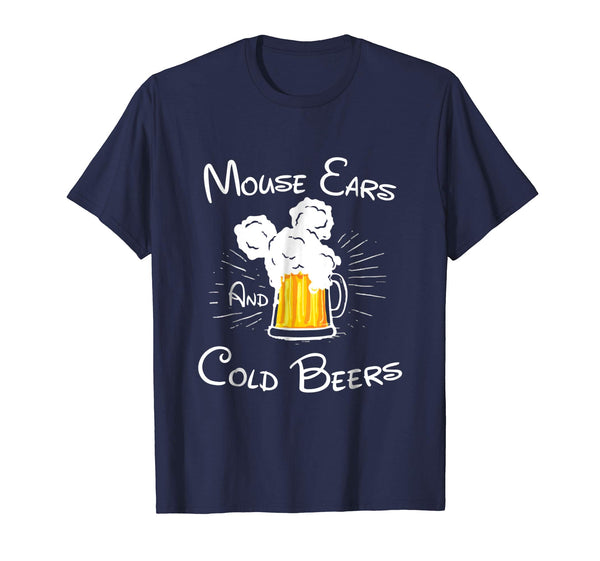 Wonderful Mouse Ears And Cold Beers Funny Drinker Drinking  T-Shirt Navy