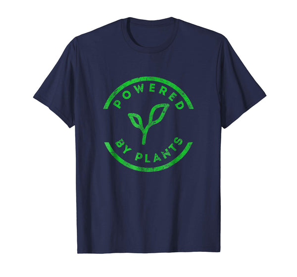 Adorable Powered By Plants Vegan Workou  T-Shirt Navy