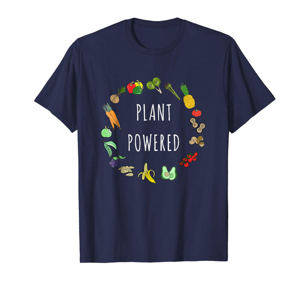 Hot Plant Powered Vegan Plant Based Vegetarian Tee  T-Shirt Navy