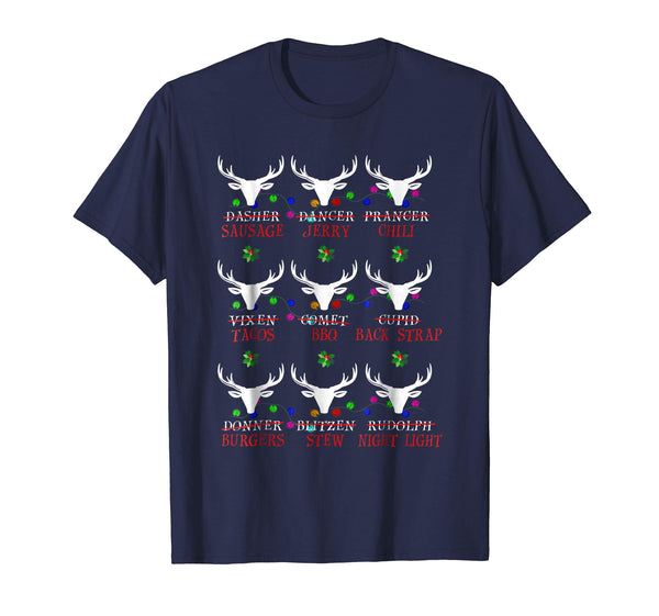 Wonderful Hunter Of All Santa's Reindeers Funny Deer Gift Tee  T-Shirt Navy