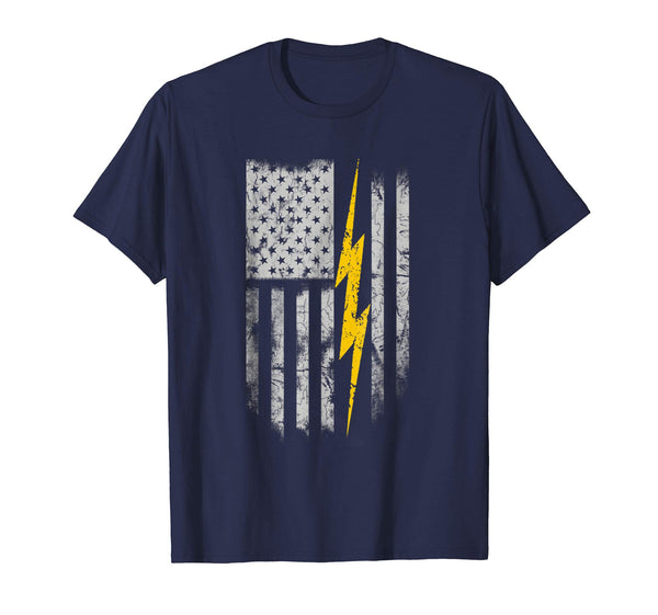 Cute Electrician Flag Us  T-Shirt Navy