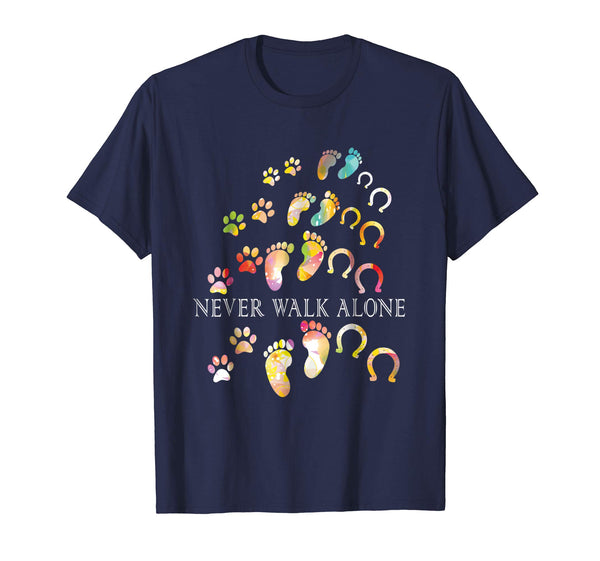 Cool Never Walk Alone Gift For Horse And Dog Lovers  T-Shirt Navy