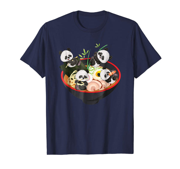 Beautiful Kawaii Japanese Anime Panda Bowl Ramen Noodle Gift  T-Shirt Navy
