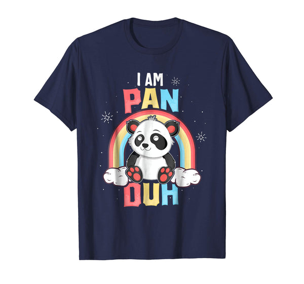 Funny I'm Pan Duh Panda Pansexual Pride Rainbow Lgbt Gift  T-Shirt Navy