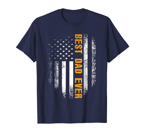 Cute Best Dad Ever American Flag Cool Father's Day Gift  T-Shirt Navy