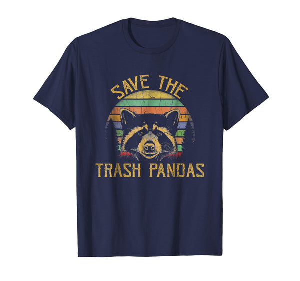 Cool Save The Trash Pandas Funny Racoon Saving Tee  T-Shirt Navy