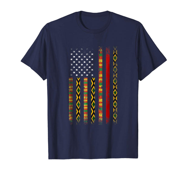Wonderful African Kente Cloth S American Flag Special Gifts  T-Shirt Navy