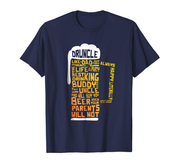 Great Druncle Funny Beer For Uncles  T-Shirt Navy