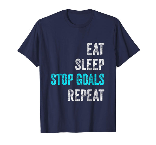 Adorable Goalkeeper Eat Sleep Stop Goals Repeat  T-Shirt Navy
