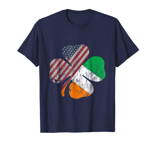 Adorable Irish American Flag Shamrock St.patrick's Day  T-Shirt Navy