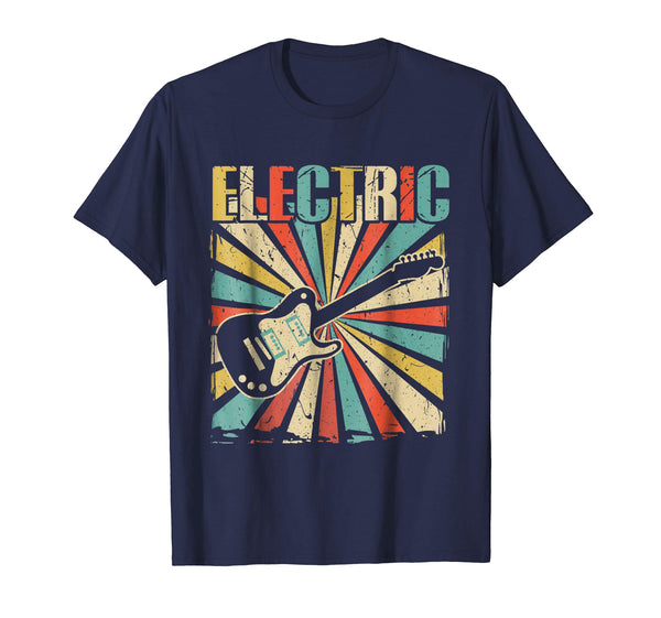 Cool Funny Vintage Electric Bass Guitar  T-Shirt Navy