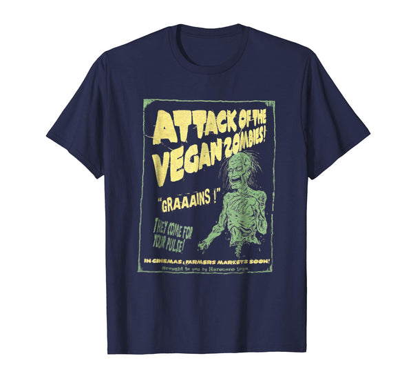 Great Vegan Attack Of Vegan Zombie For Vegetarian Tee  T-Shirt Navy