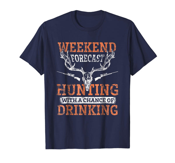 Hot Funny Weekend Hunting Vintage &amp; Drinking Gift Hunter  T-Shirt Navy