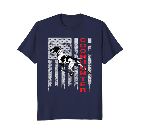 Funny Distressed Usa Flag For Coon Hunters  T-Shirt Navy