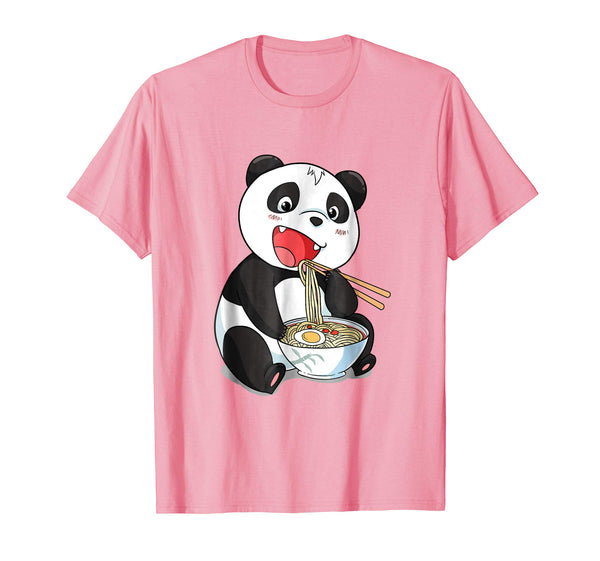 Hot Kawaii Japanese Panda Cat Ramen Giant Panda Gift Tee  T-Shirt Pink