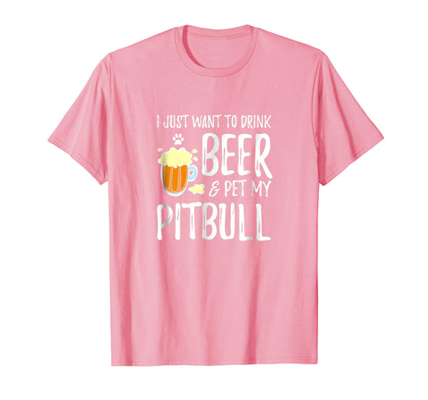 Hot Beer And Pitbull Funny Dog Mom Or Dog Dad Gift Idea  T-Shirt Pink