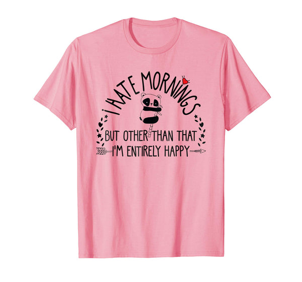 Funny I Hate Mornings Panda Pajamas Top Teen Girls Boys Tee  T-Shirt Pink