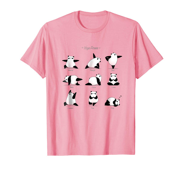 Great Yoga Panda Funny Poses Cool Exercises Gift  T-Shirt Pink