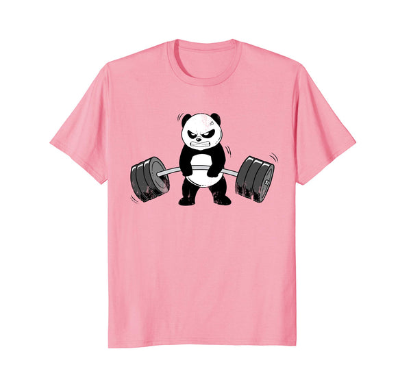 Hotest Funny Panda Workou Kitten Gym Deadlift Power Lifting  T-Shirt Pink