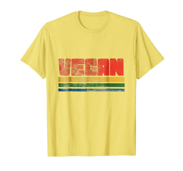 Hot Vegan T Shrit Vintage Style Vegans Tee Retro 70s  T-Shirt Lemon