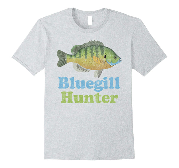 Great Bluegill Hunter Funny Fishing Fisherman  T-Shirt Heather Grey