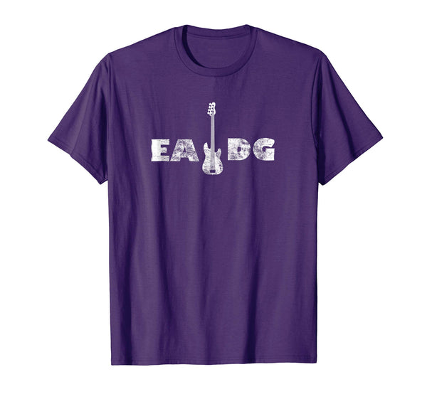 Funny Cool Electric Bass Eadg Guitar Rock Music Player Gift Tee  T-Shirt Purple