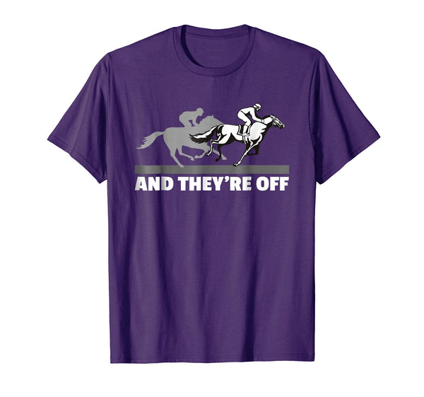 Hot Horse Racing And They're Off Horse Racing  T-Shirt Purple