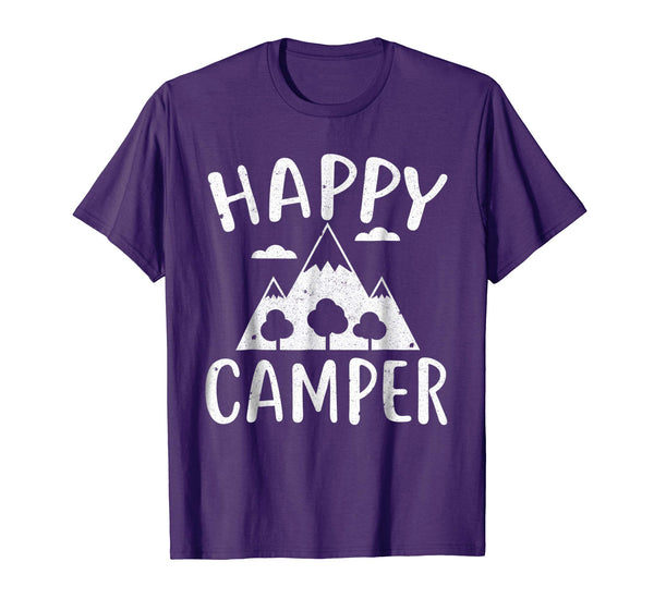 Funny Happy Camper Funny Camping Gift Idea  T-Shirt Purple