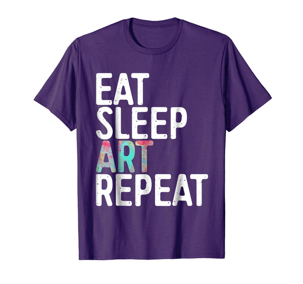 Wonderful Eat Sleep Art Repeat Funny Artist Creative Gift  T-Shirt Purple