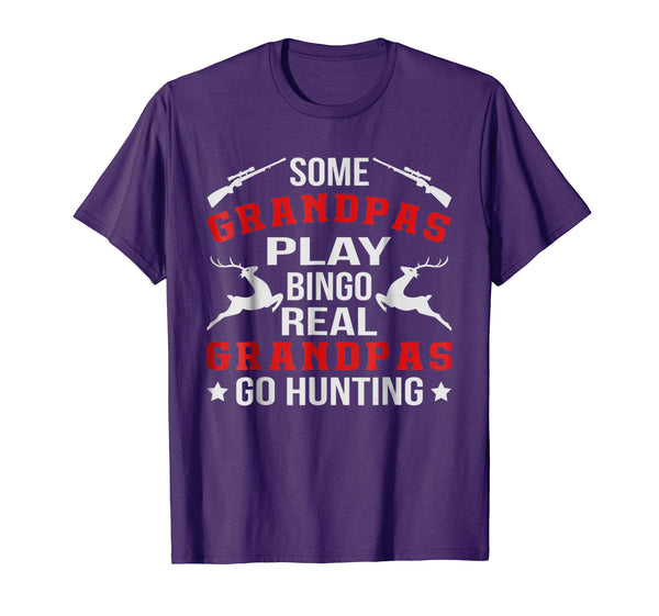 Cool Real Grandpas Go Hunting Funny Hunter Fathers Day Gift  T-Shirt Purple