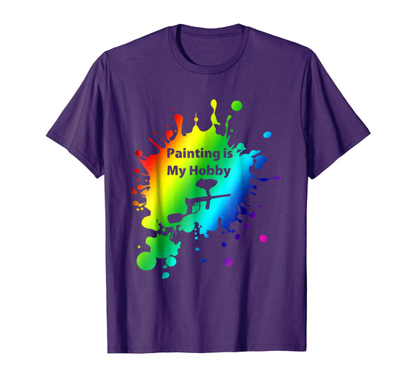 Cute Paintball Great Funny Gear Painting Is My Hobby Color  T-Shirt Purple