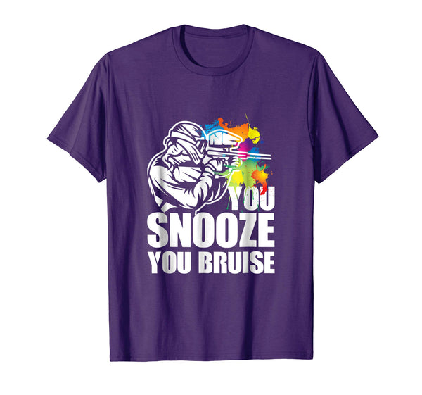 Cutest Funny Paintball You Snooze You Bruise  T-Shirt Purple