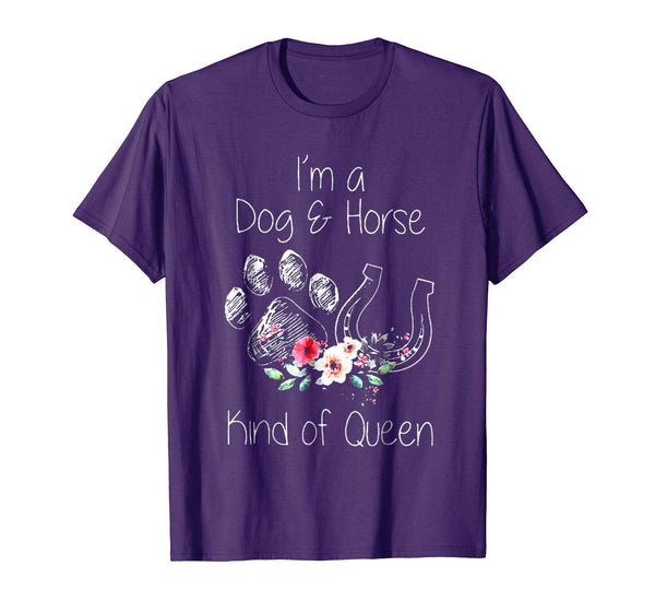 Hot I'm A Dog &amp; Horse Animal Lover Gift  T-Shirt Purple