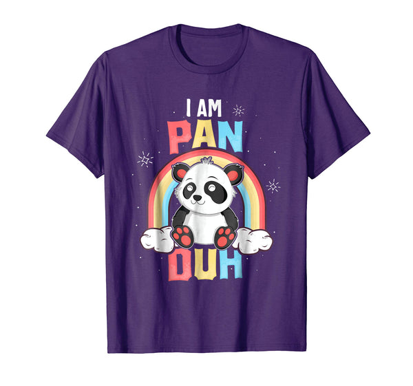 Funny I'm Pan Duh Panda Pansexual Pride Rainbow Lgbt Gift  T-Shirt Purple