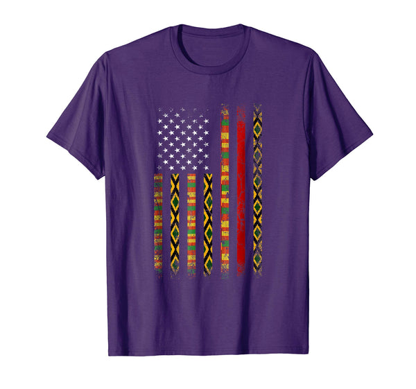 Wonderful African Kente Cloth S American Flag Special Gifts  T-Shirt Purple